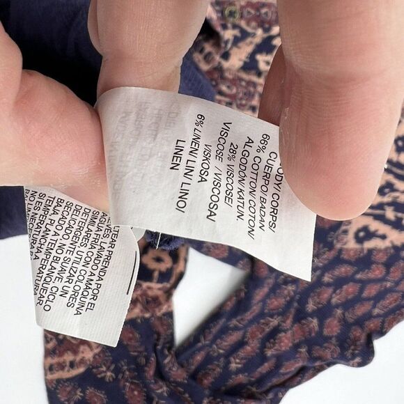 Lucky Brand large button front boho top tunic shirt India cotton viscose linen - Picture 4 of 5